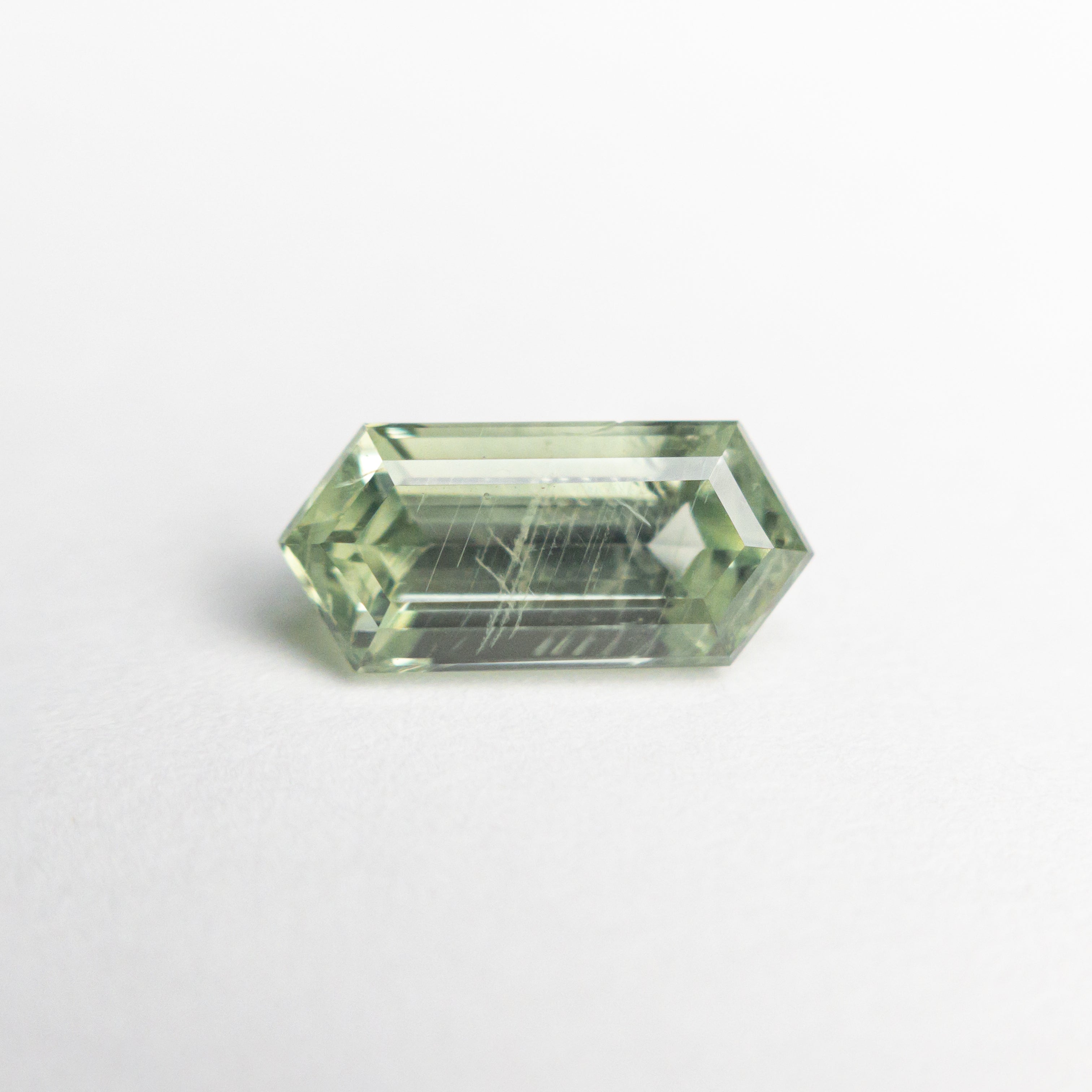 Green Step cut Sapphire - 1.50ct Hexagon