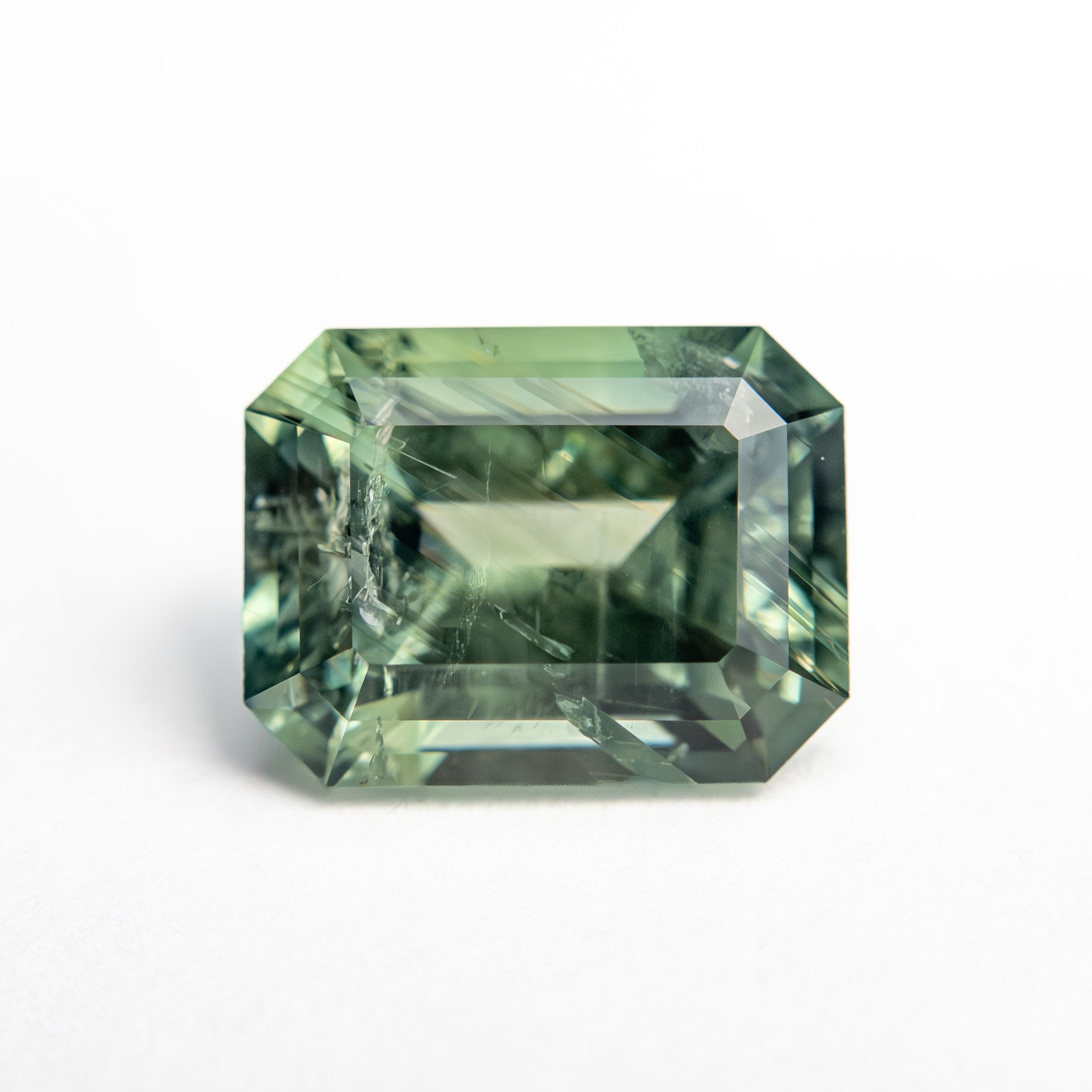 Green Step Cut Sapphire - 3.30ct Cut Corner Rectangle