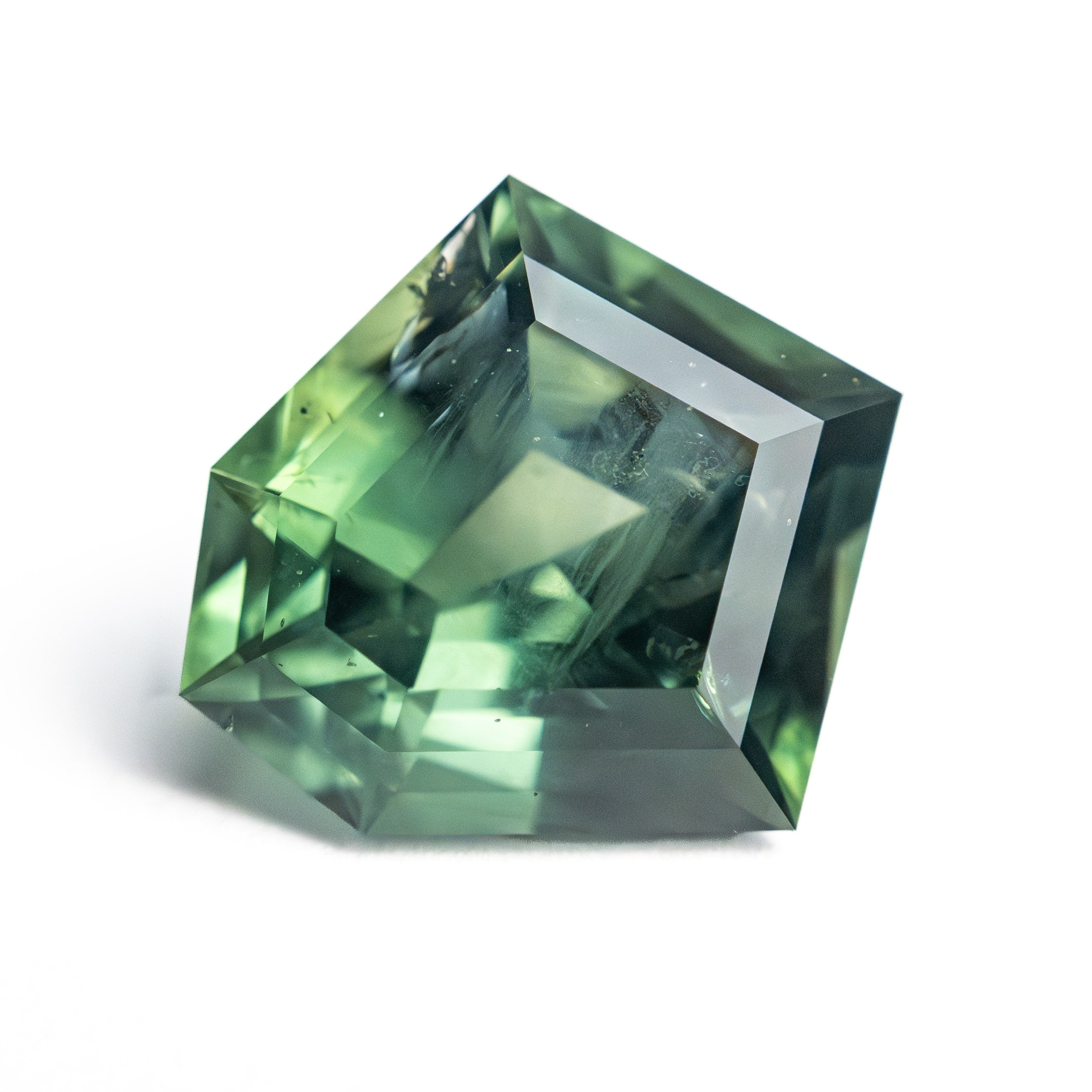 Green/Teal Step Cut Sapphire - 4.32ct Shield