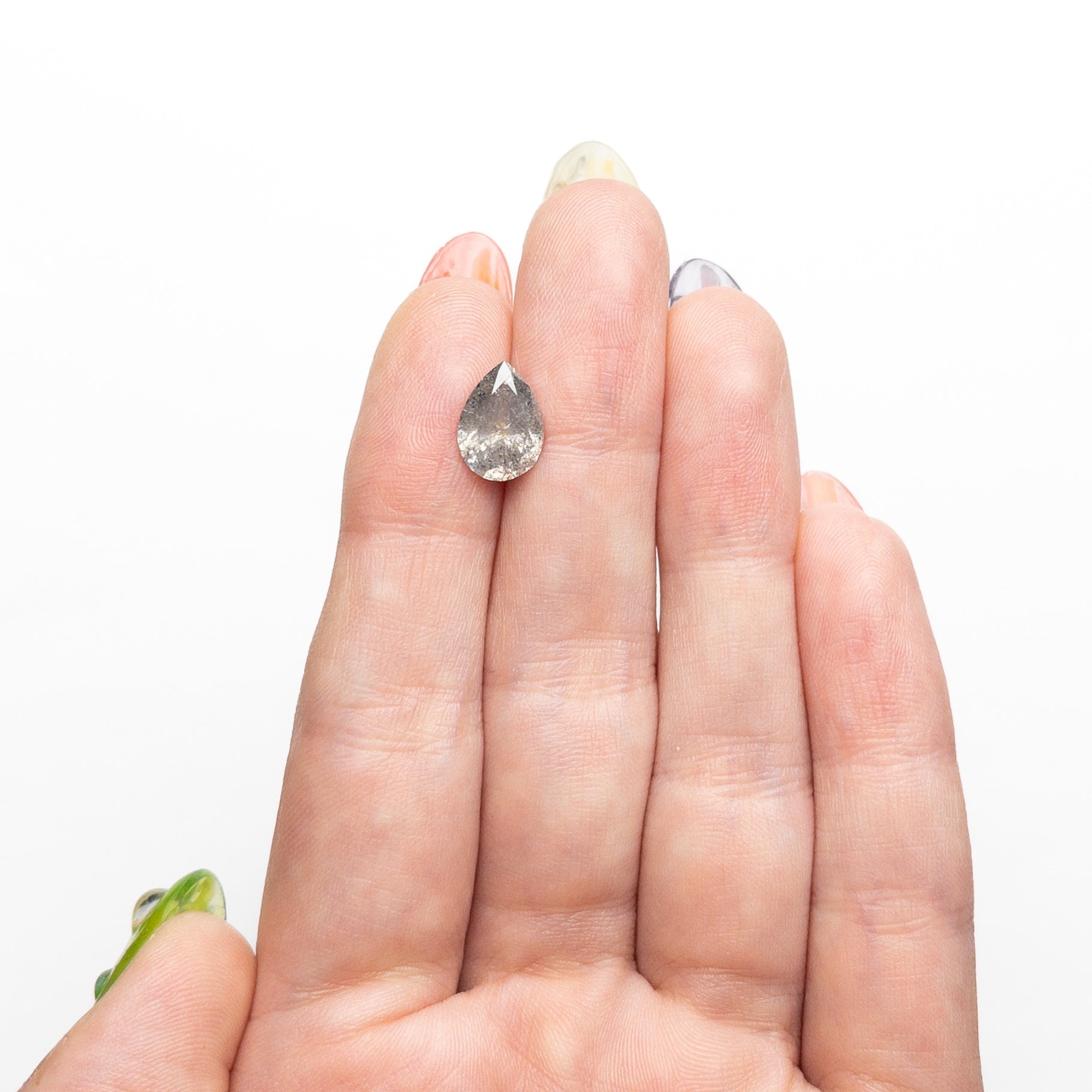 Salt and Pepper Brilliant Diamond - 2.12ct Pear