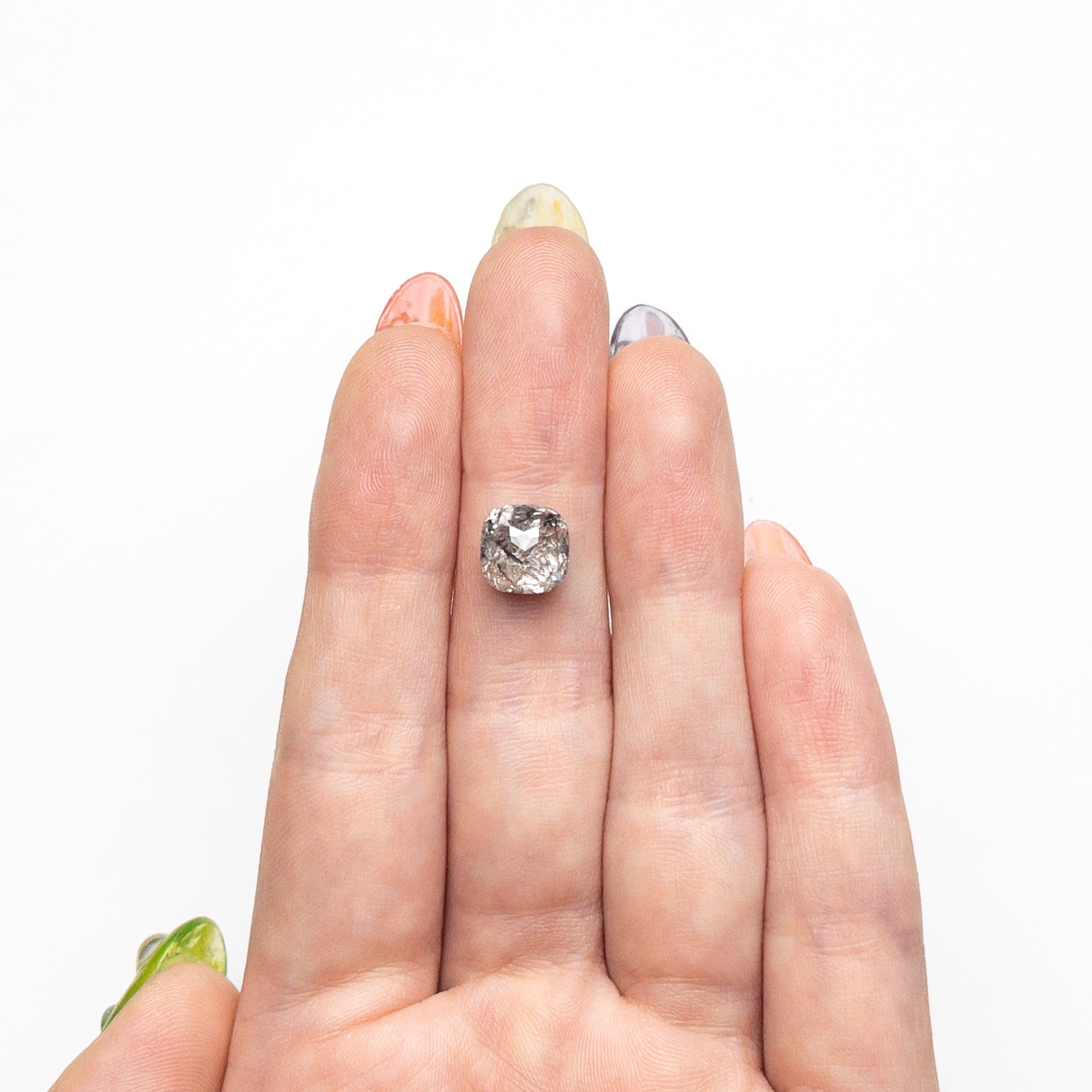 Salt and Pepper Double Cut Diamond - 3.47ct Cushion