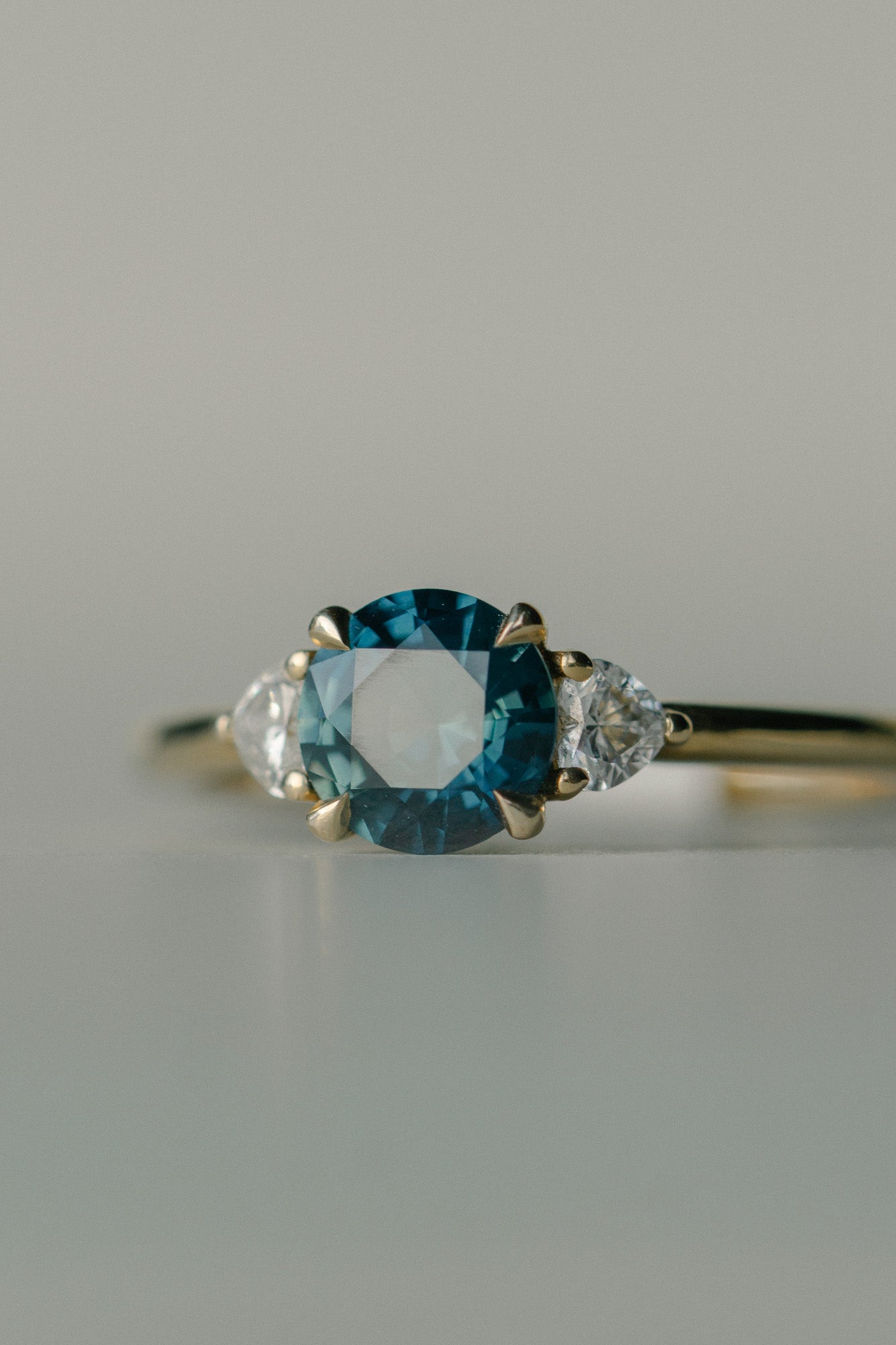 Cypris Ring - 1.10ct Teal Round Brilliant Cut Sapphire *ready-to-ship - Foe & Dear