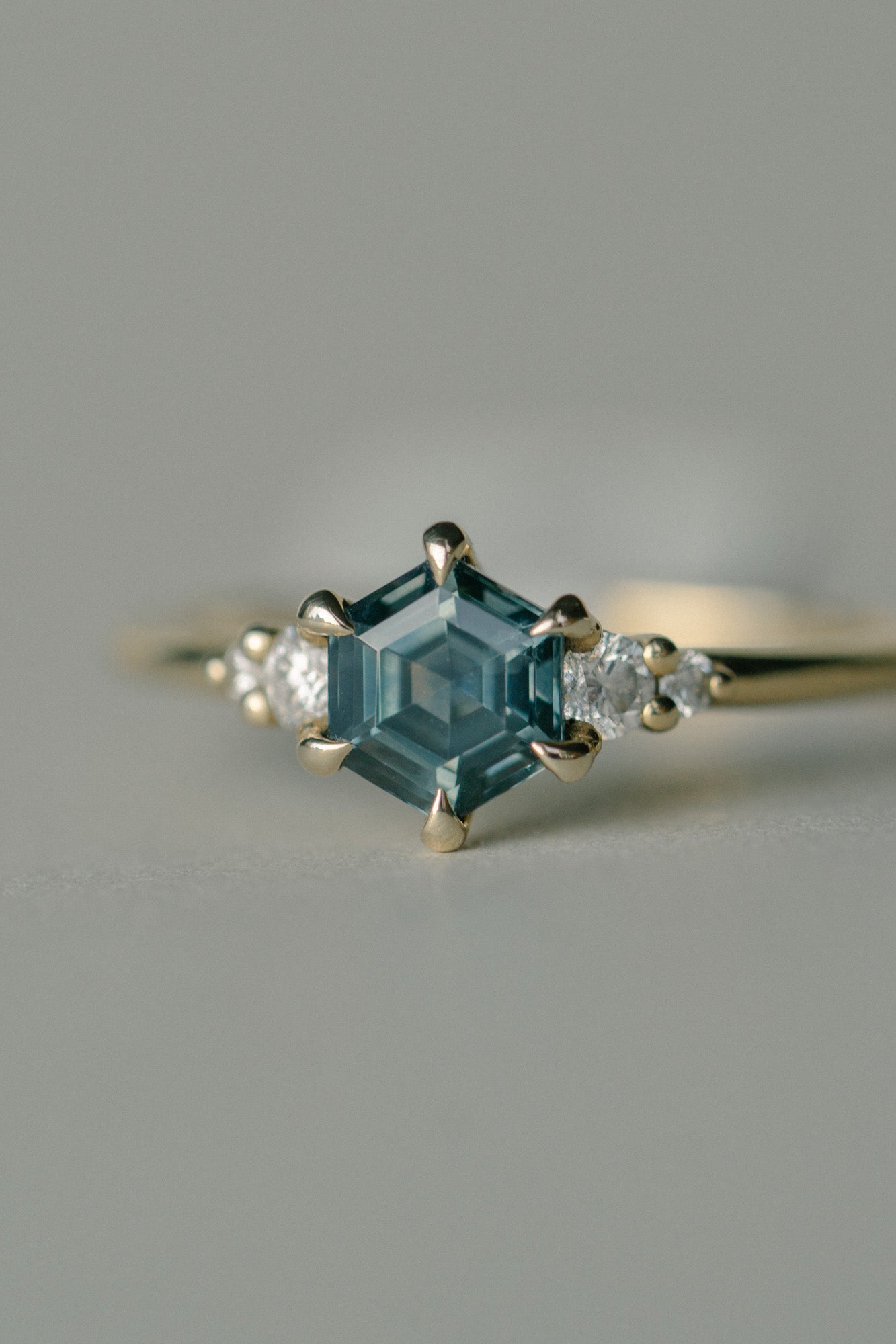 Selene Ring -  .98ct Teal Hexagon Montana Sapphire *ready-to-ship - Foe & Dear