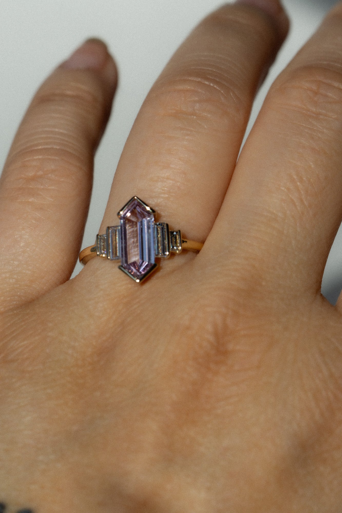 Foe & Dear - Fresco Ring - 1.36ct Lilac Elongated Hexagon Step-cut Sapphire *ready-to-ship