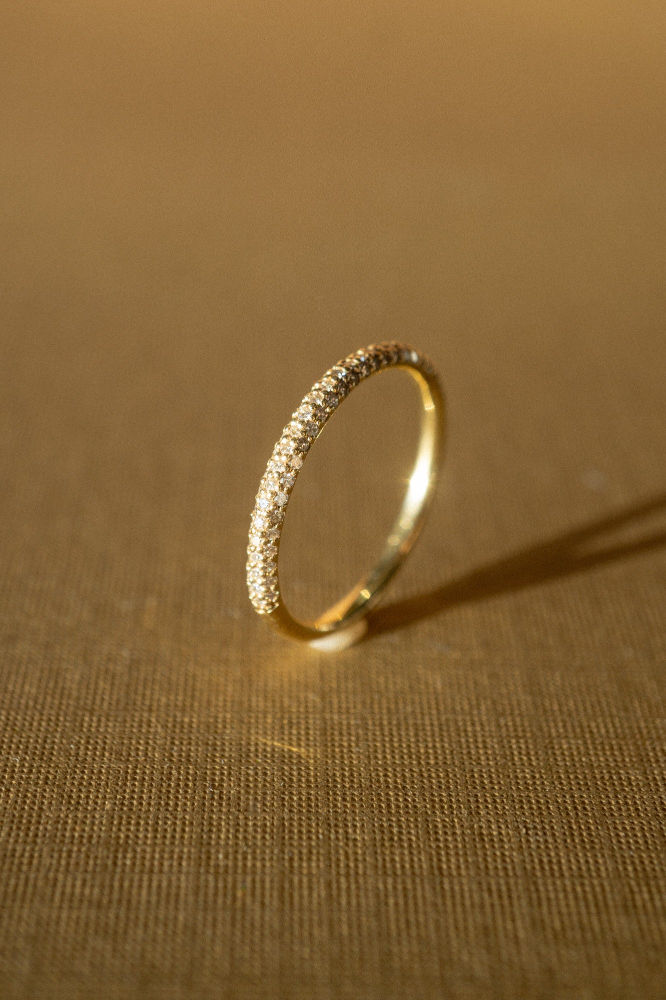 14k Gold Micropavé Diamond Band / Size 7