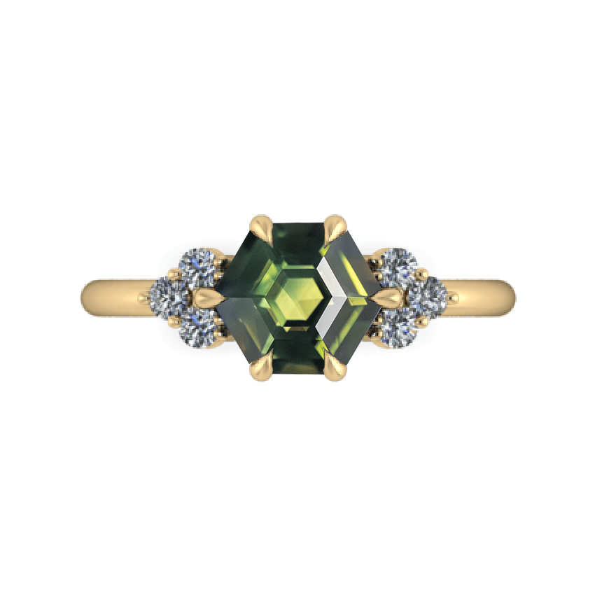 Green Step Cut Sapphire - 1.70ct Hexagon